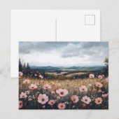 Rosa Wildblumen Landschaft Postkarte (Vorne/Hinten)