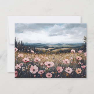 Rosa Wildblumen Landschaft Postkarte