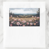 Rosa Wildblumen Landschaft Rechteckiger Aufkleber (Tasche)
