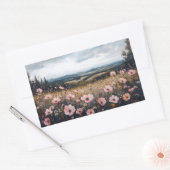 Rosa Wildblumen Landschaft Rechteckiger Aufkleber (Umschlag)