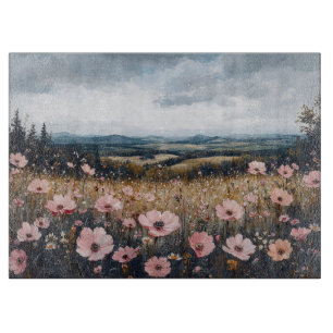 Rosa Wildblumen Landschaft Schneidebrett