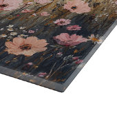 Rosa Wildblumen Landschaft Schneidebrett (Ecke)