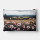Rosa Wildblumen Landschaft Zubehörtasche (Rückseite)