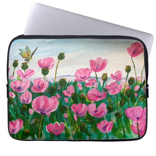 Rosa Wildblumen Laptop-Sieb Laptopschutzhülle (Vorderseite)