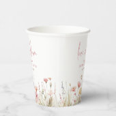 Rosa Wildblumen Liebe im BlütenBrautparty Pappbecher (Rechts)