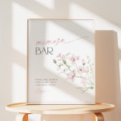 Rosa Wildblumen Liebe ist in Bloom Mimosa Bar Sockelschild