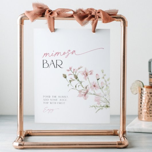 Rosa Wildblumen Liebe ist in Bloom Mimosa Bar Sockelschild