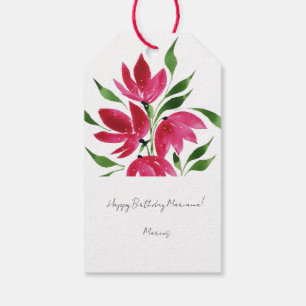 Rosa Wildblumen Lounge Wasserfarben Kunst, Dichtun Geschenkanhänger