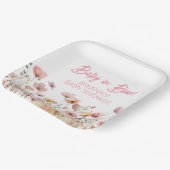 Rosa Wildblumen Mädchendusche Pappteller (Gewinkelt)