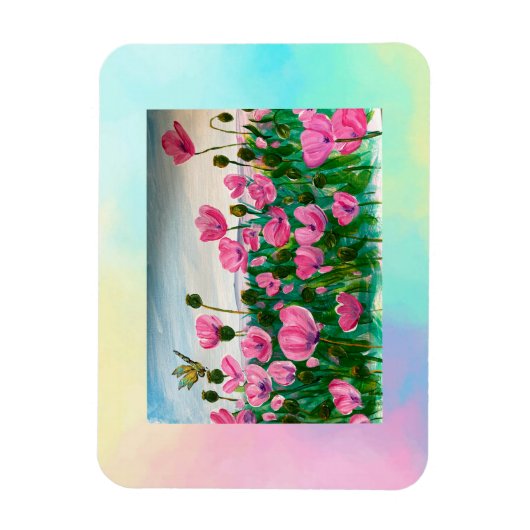 Rosa Wildblumen Magnet (Vertikal)