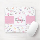 Rosa Wildblumen Mit Monogramm Mousepad (Mit Mouse)