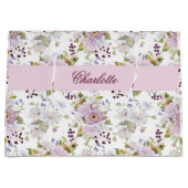Rosa Wildblumen-Monogramm-Blumendesign Große Geschenktüte (Vorderseite)
