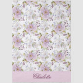 Rosa Wildblumen-Monogramm-Geschenkverpackungsdesig Seidenpapier (Vorderseite)