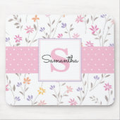 Rosa Wildblumen-Monogramm Mousepad (Vorne)