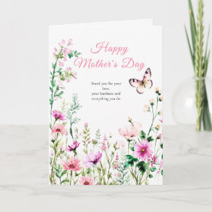 Rosa Wildblumen-Muttertags-Karte Karte