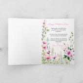 Rosa Wildblumen-Muttertags-Karte Karte (Innenseite)