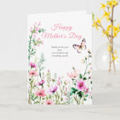 Rosa Wildblumen-Muttertags-Karte Karte (Gelbe Blume)