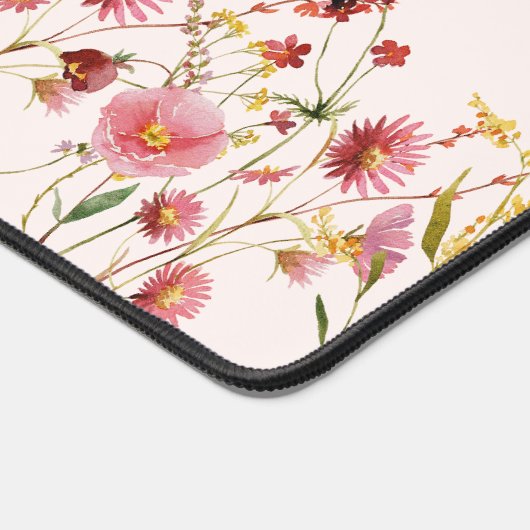 Rosa Wildblumen Personalisiert Schreibtischunterlage (Ecke)