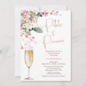 Rosa Wildblumen Petal Prosecco Brautparty Einladung (Vorderseite)