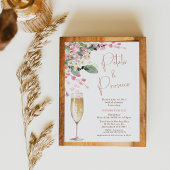 Rosa Wildblumen Petal Prosecco Brautparty Einladung