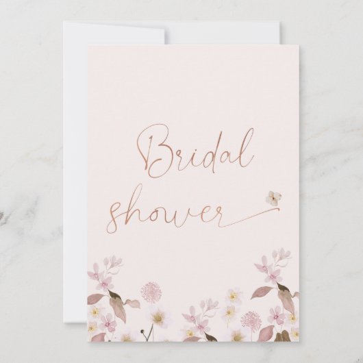 Rosa Wildblumen Petals und Prosecco-Brautparty Einladung (Rückseite)