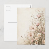 Rosa Wildblumen Postkarte (Vorne/Hinten)