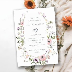 Rosa Wildblumen-Rahmen Hochzeits-Einladung Dankeskarte