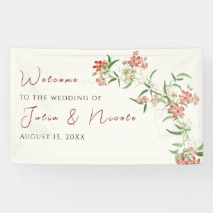 Rosa Wildblumen-Rose Frühlingsgirlande Hochzeit Banner
