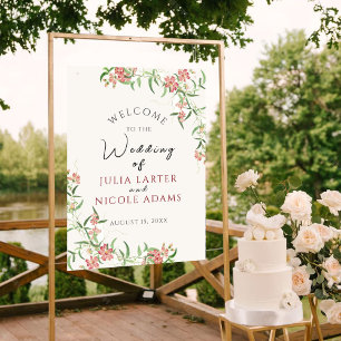 Rosa Wildblumen-Rose Frühlingsgirlande Hochzeit Poster