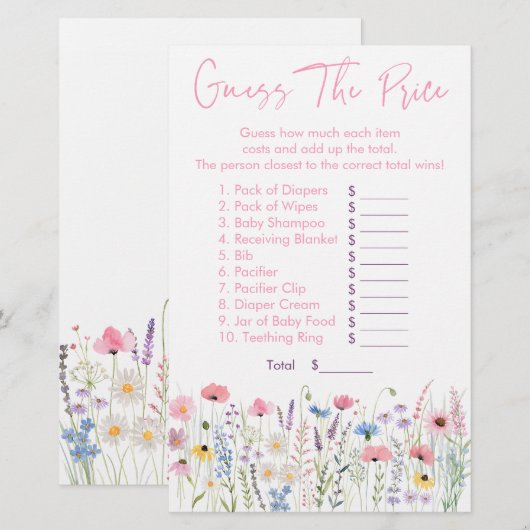 Rosa Wildblumen schätzen das Preisduschenspiel (Vorne/Hinten)