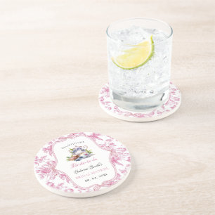 Rosa Wildblumen-Teeparty-Brautdusche-Einladung Getränkeuntersetzer