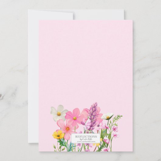 Rosa Wildblumen Thema Mädchen Geburtstag Einladung (Rückseite)