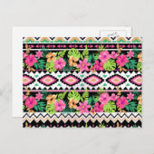 Rosa Wildblumen Tribal Muster Postkarte (Vorne/Hinten)