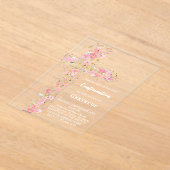 Rosa Wildblumen überkreuzende Bestätigung Acryleinladungen (Ablage )