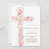 Rosa Wildblumen überkreuzende Bestätigung Einladung (Vorderseite)