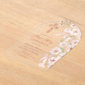 Rosa Wildblumen und Bögen Erste Kommune Acryleinladungen (Ablage )