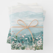 Rosa Wildblumen und Gebirge - Deko Geschenkpapier Set (Beispiel)