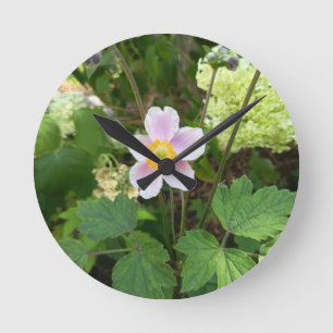 Rosa Wildblumen-Wanduhr Botanischer floraler Woh Runde Wanduhr