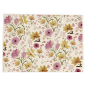 Rosa Wildblumen-Wasserfarbe  Große Geschenktüte (Rückseite)