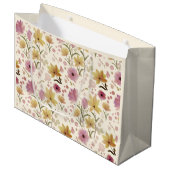 Rosa Wildblumen-Wasserfarbe  Große Geschenktüte (Vorderseite Schrägansicht)