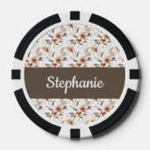 Rosa Wildblumen-Wasserfarbe-Monogramm-Name Pokerchips (Vorderseite)