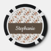 Rosa Wildblumen-Wasserfarbe-Monogramm-Name Pokerchips (Rückseite)