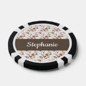 Rosa Wildblumen-Wasserfarbe-Monogramm-Name Pokerchips (Einzeln)