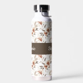 Rosa Wildblumen-Wasserfarbe-Monogramm-Name Trinkflasche (Links)