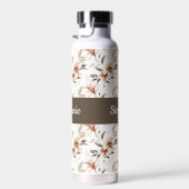 Rosa Wildblumen-Wasserfarbe-Monogramm-Name Trinkflasche (Rechts)