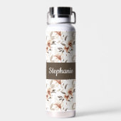 Rosa Wildblumen-Wasserfarbe-Monogramm-Name Trinkflasche (Rückseite)