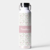 Rosa Wildblumen-Wasserfarbe-Monogramm-Name Trinkflasche (Vorne)