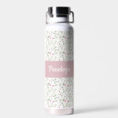 Rosa Wildblumen-Wasserfarbe-Monogramm-Name Trinkflasche (Rückseite)