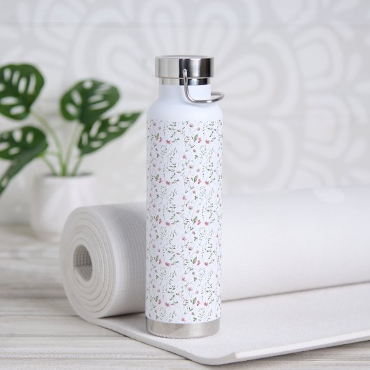 Rosa Wildblumen-Wasserfarbe Trinkflasche (Yoga (gedreht))