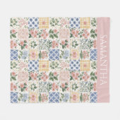 Rosa Wildblumen-Wasserfarben-Blumenname Fleecedecke (Vorderseite (Horizontal))